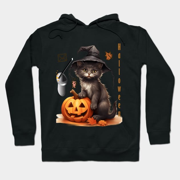 Halloween black cat pumbkins Hoodie by ahlama87